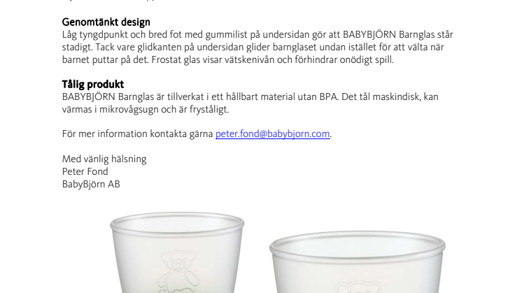 BabyBjörn presenterar: Barnets första dricka-själv-glas