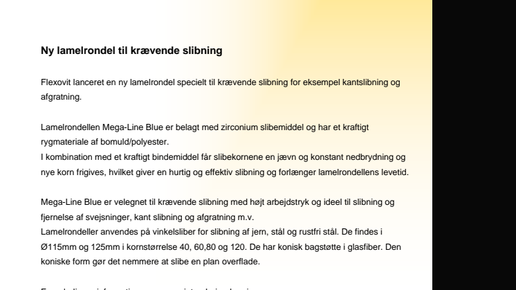 Ny lamelrondel til krævende slibning