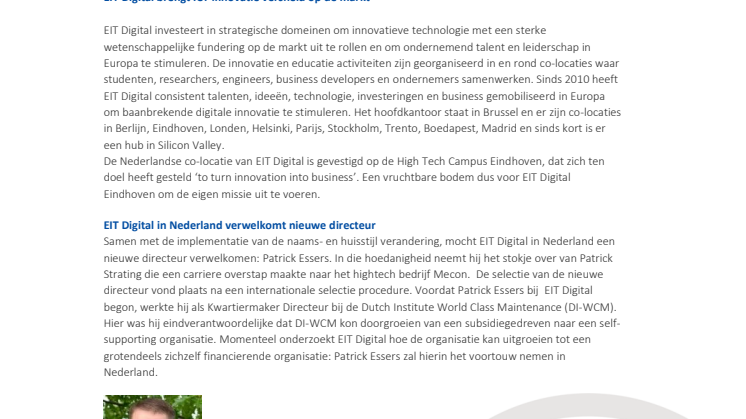 EIT ICT Labs wordt EIT Digital met een nieuwe directeur in Nederland!