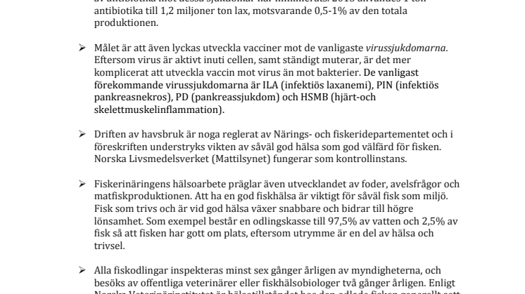 Fakta om vaccin- och antibiotikaanvändning i fiskodlingar