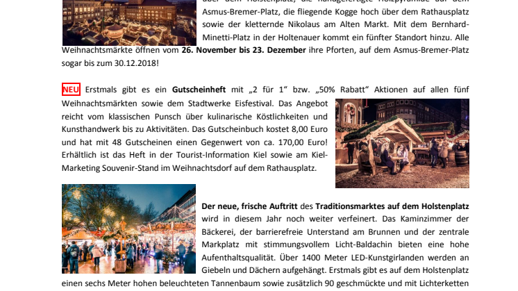 Kieler Weihnachtsmärkte präsentieren Publikumslieblinge und Neuigkeiten
