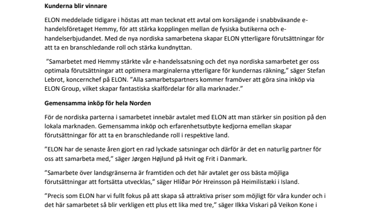 ELON – blir störst i Norden med nytt samarbete