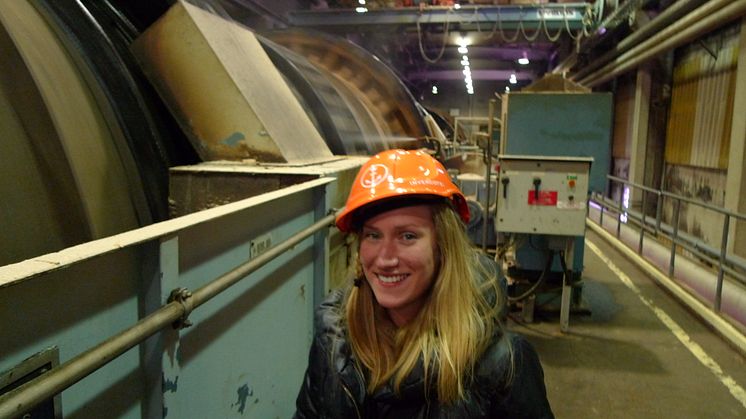 Open's Stephanie Beudat touring the Iggesund Paperboard mill.