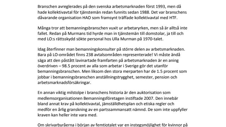 Historielektion om bemanningsbranschen