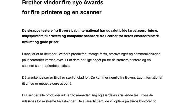 Brother vinder fire nye Awards for fire printere og en scanner