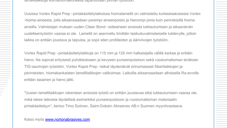 Uudet lamellilaikat pinnan työstöön kulmahiomakoneella