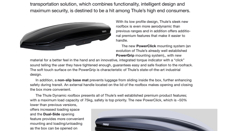 Pressinformation Thule Dynamic roof box