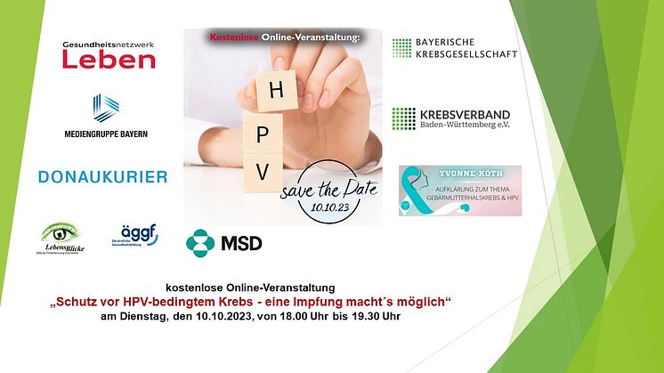 Webinar: „Schutz vor HPV-bedingtem Krebs - eine Impfung macht´s möglich“ am 10.10.23