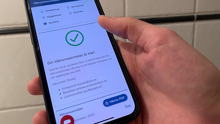 Genom att lämna våtrumsanmälan i tid bidrar de GVK-auktoriserade företagen till att upprätthålla konceptets unika kontrollverksamhet.