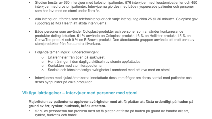 Bakgrundsinformation - Studie om stomi och läckage