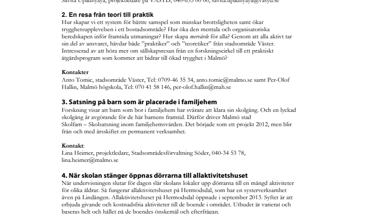Malmös arbete mot social hållbarhet 22 exempel