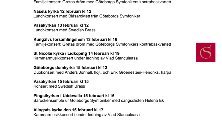 Göteborgs Symfoniker spelar i Västra Götaland under sportlovet