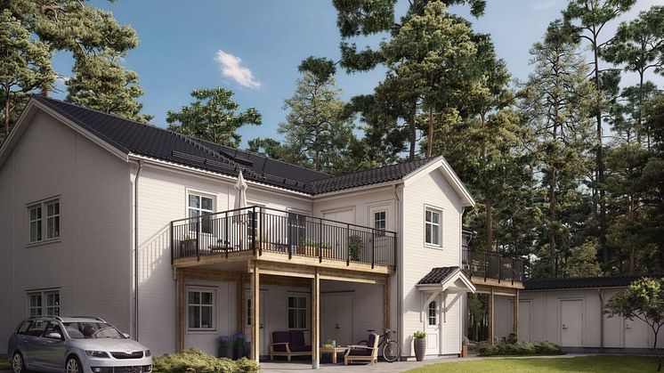 Brf Eken - 3D-bild av framsidan