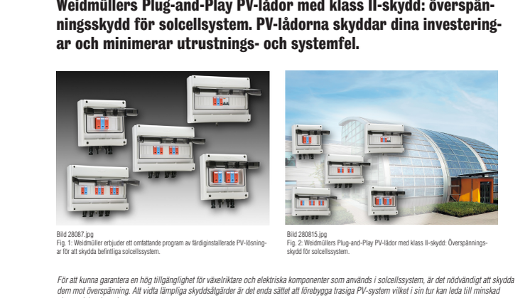 Weidmüllers överspänningsskydd för solcellsystem