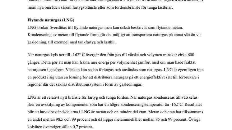 Fakta om LNG flytande naturgas