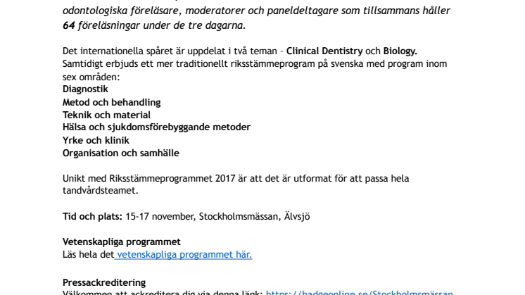 Välkommen till 53:e Odontologiska Riksstämman 