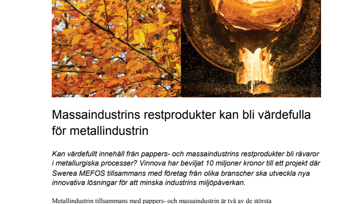 Massaindustrins restprodukter kan bli värdefulla för metallindustrin