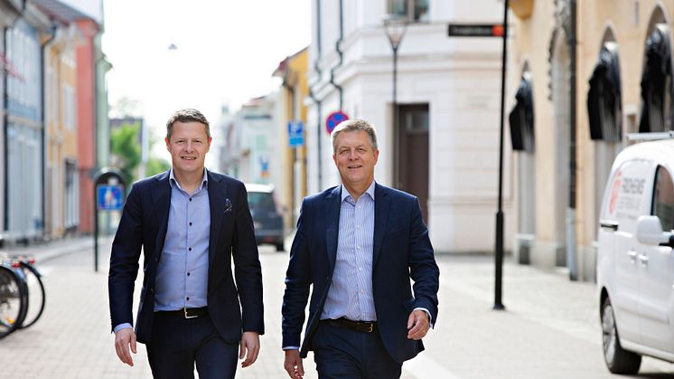 Anders Hedberg (vice vd) och Christer Eklind (vd) är mycket nöjda över årets resultat i årets bankmätning av Svenskt Kvalitetsindex.