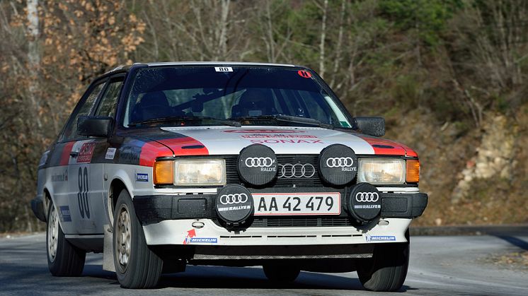 Toni Hansen og Per Brodersen i deres Audi 80 fra Rallye Monte-Carlo 2015 (foto Michael Eisenberg)