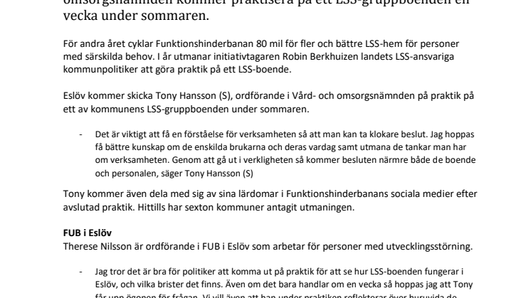 Eslöv-politiker antar utmaning att praktisera på LSS-boende