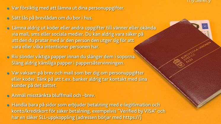 mySafetys tips för att försvåra en identitetsstöld
