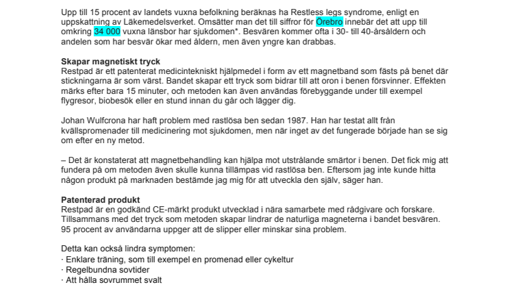  Nu finns hjälp för rastlösa ben i Örebro
