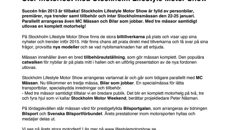 Stor motorfest med Stockholm Lifestyle Motor Show!