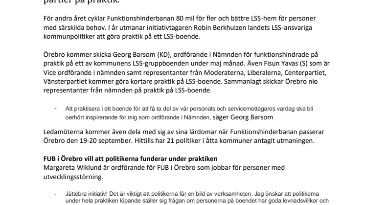 Nio politiker i Örebro antar utmaning  att praktisera på LSS-boende