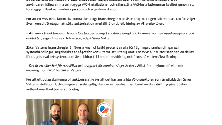 Säker Vatten utbildar 220 konsulter på WSP 