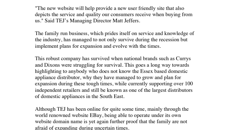 TEJ Revamps Online Presence Amongst Expansion