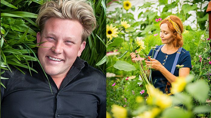 Karl Fredrik Gustafsson medverkar på Inspirationsscenen och Linda Schilén leder Blomlabbet.