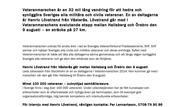 Västeråsare går med i Veteranmarschen