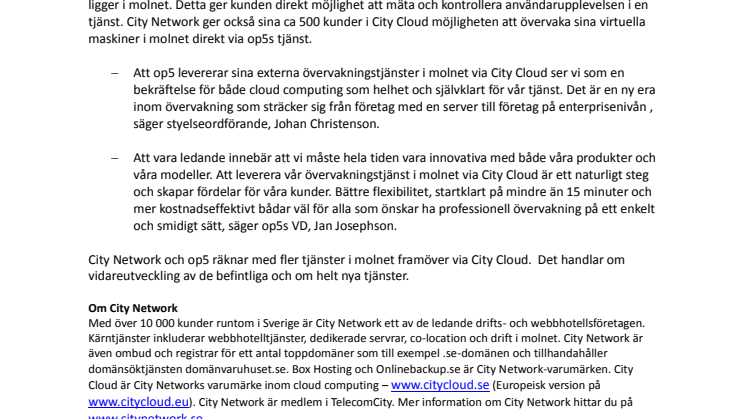 op5 och City Network erbjuder övervakning i molnet