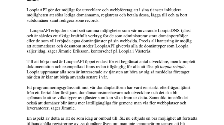 Domän-API från Loopia