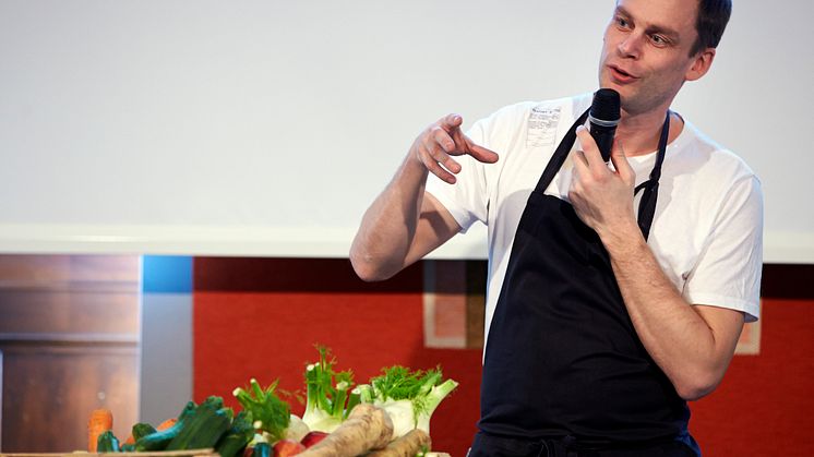 Stefan Eriksson från Atelier Food på Svenskt Kötts pressträf om svensk gris