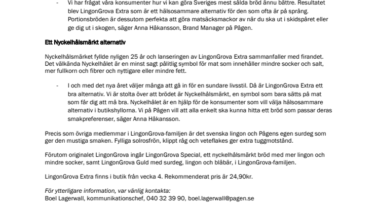 Pågen lanserar en nyttigare variant av Sveriges mest sålda bröd 