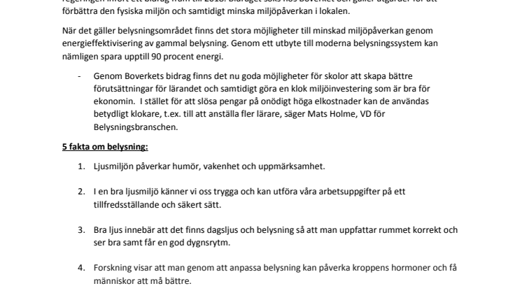 ​Nytt bidrag för bättre ljus i skolan