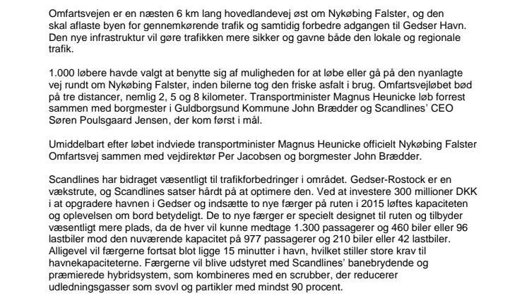 Scandlines åbner omfartsvej om Nykøbing F sammen med transportministeren