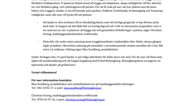Tyck till om Gubbaparken under en familjedag