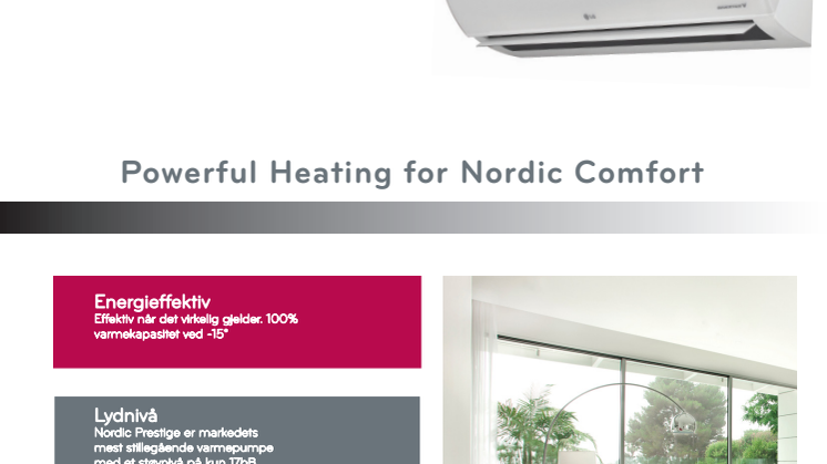 Produktark LG Nordic Prestige varmepumpe