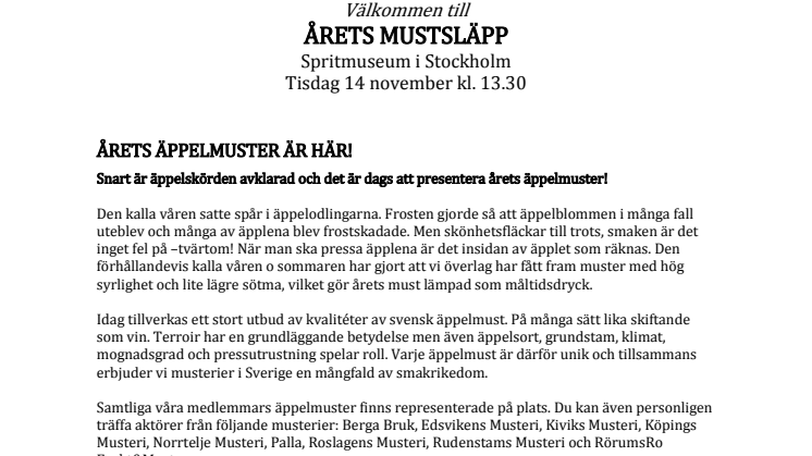 Välkommen till årets mustsläpp