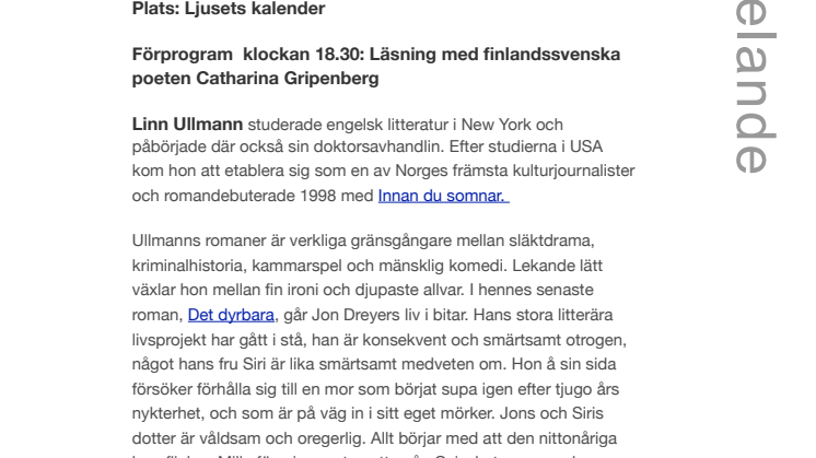 Stadsbiblioteket i Malmö: Linn Ullman besöker Internationell författarscen