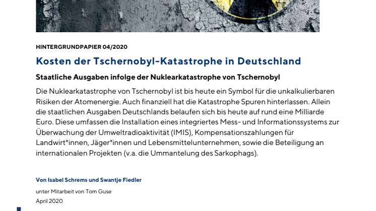 FÖS-Hintergrundpapier zu staatlichen Kosten infolge der Tschernobyl-Katastrophe
