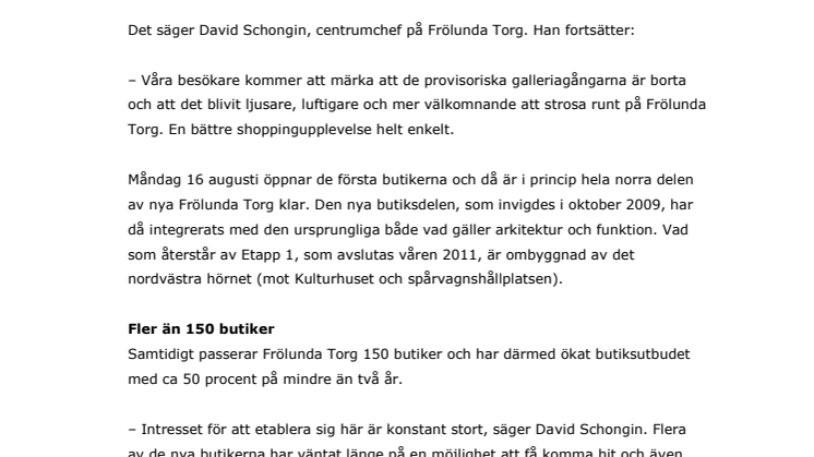 Frölunda Torg passerar 150 butiker: Firas med flera dagars premiärfest