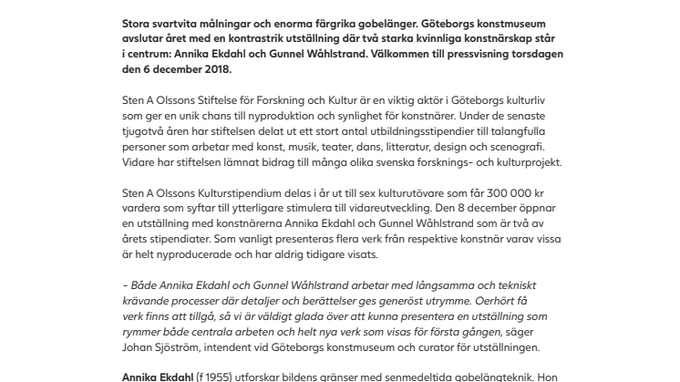 Sten A Olssons Kulturstipendium 2018