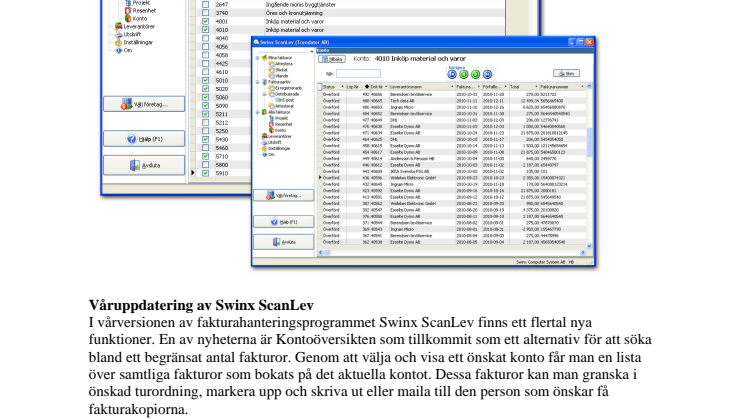 Vårnyhet 1 - Kontoöversikt i Swinx ScanLev