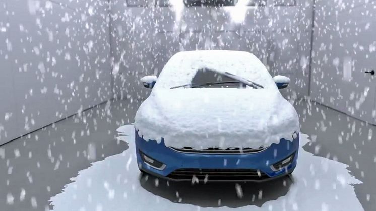 SNØ INNE: I det toppmoderne testsenteret til Ford som nå bygges i Køln vil omtrent alle værforhold kunne gjenskapes. Foto: FORD