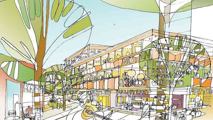 Planer för nytt stadsdelshus med rum för kultur på Selma Lagerlöfs Torg