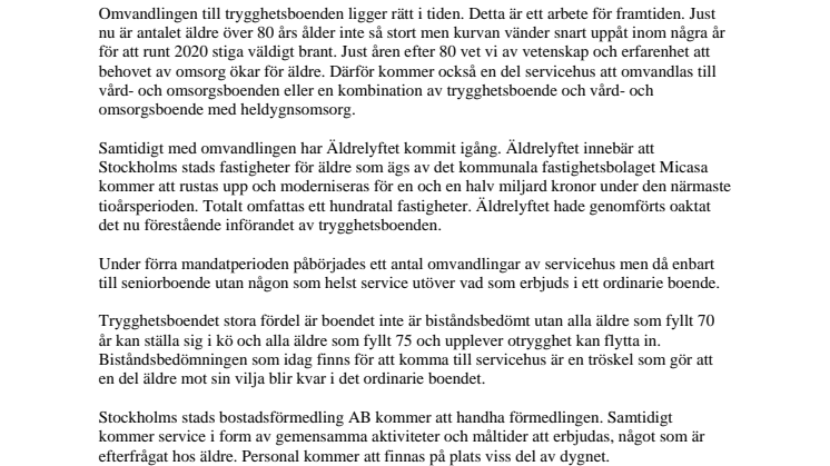 Information  om trygghetsboenden i Stockholms stad 2009-11-19