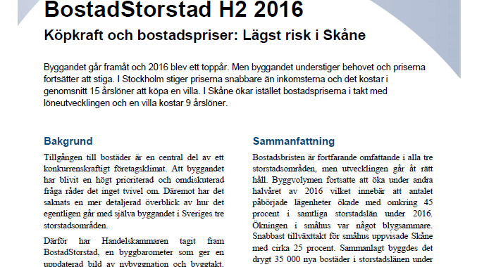 BostadStorstad: Köpkraft och bostadspriser: Lägst risk i Skåne